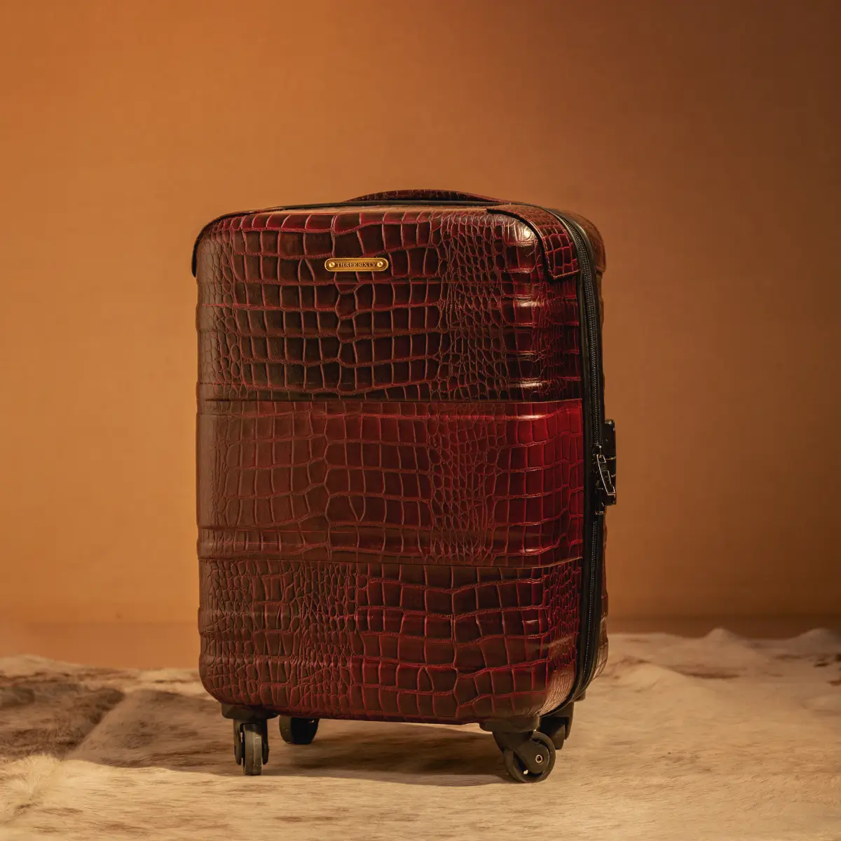 Trolley Bag Premium Quality Genuine Croco Leather Burgundy - Image 3