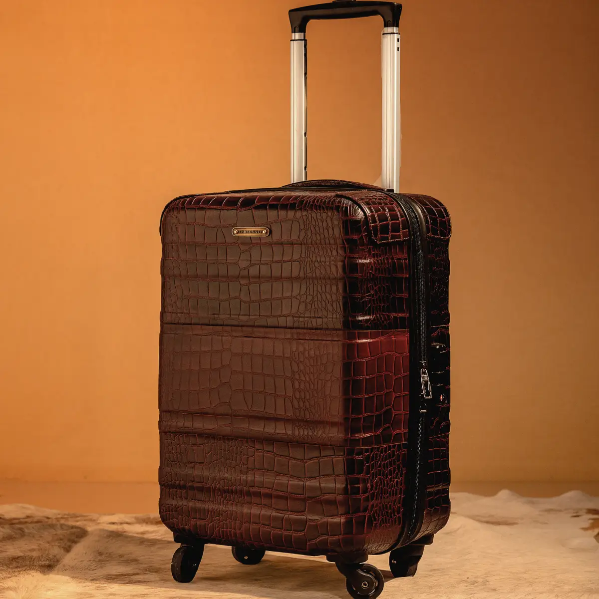 Trolley Bag Premium Quality Genuine Croco Leather Burgundy - Image 5