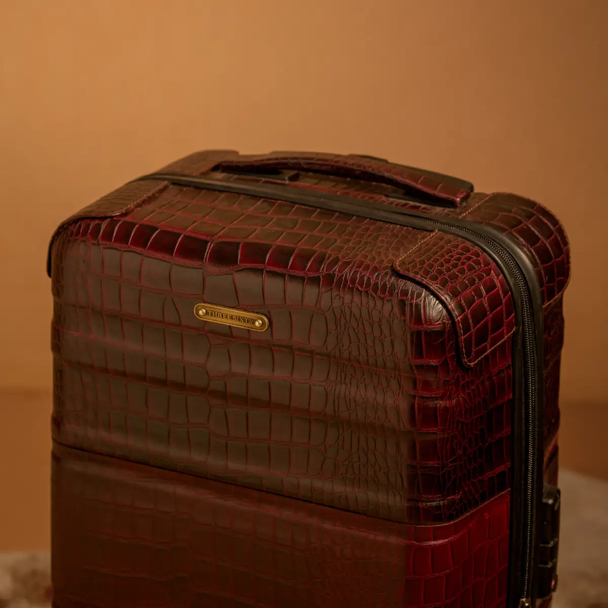Trolley Bag Premium Quality Genuine Croco Leather Burgundy - Image 6