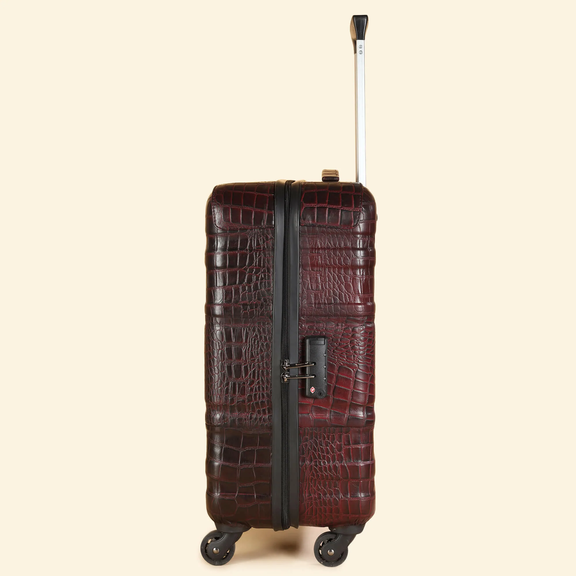 Trolley Bag Premium Quality Genuine Croco Leather Burgundy - Image 7