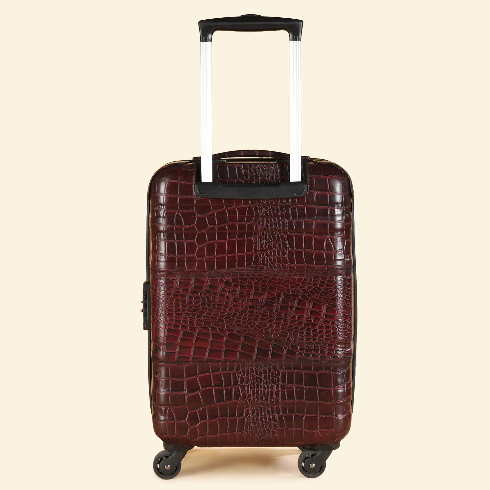 Trolley Bag Premium Quality Genuine Croco Leather Burgundy - Image 8
