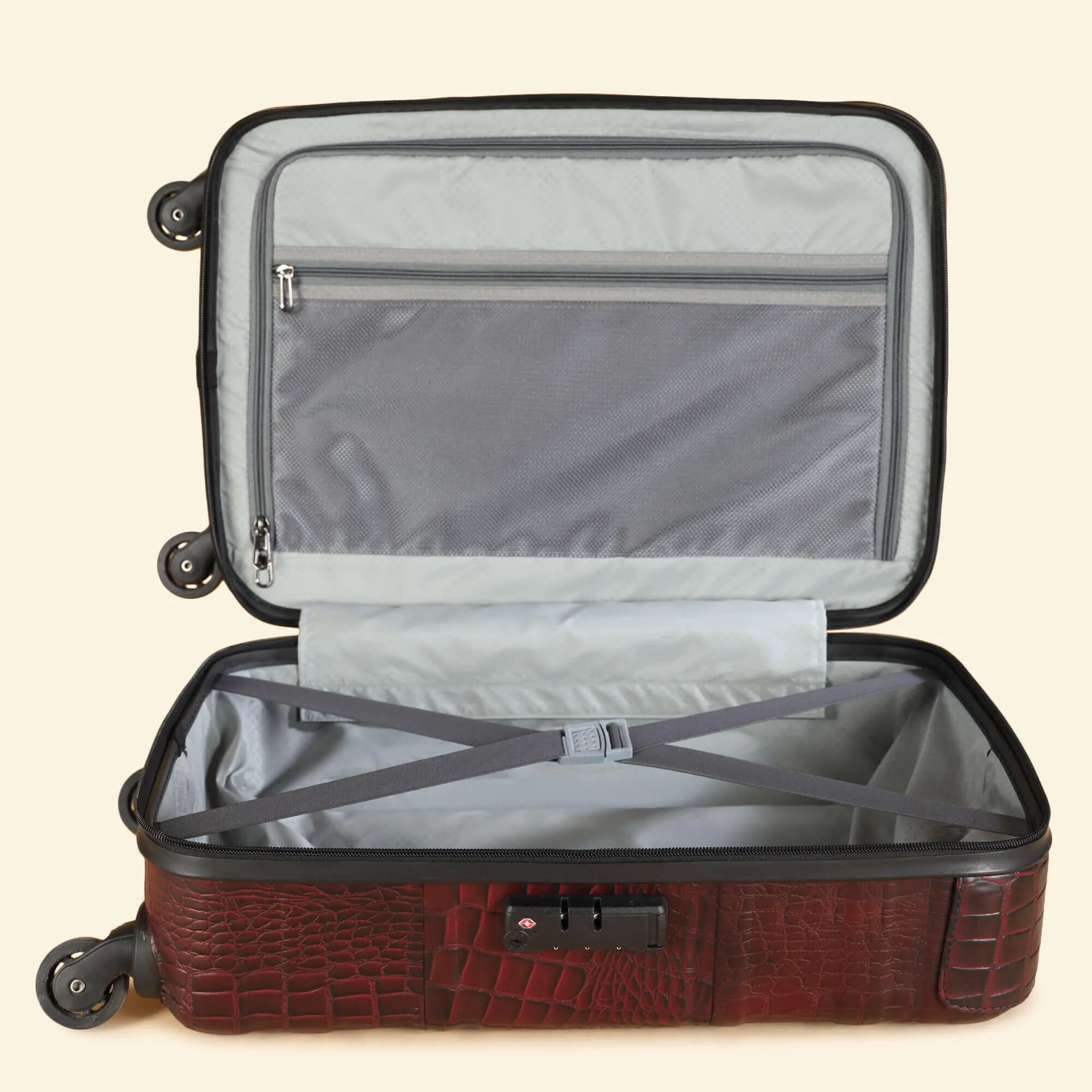 Trolley Bag Premium Quality Genuine Croco Leather Burgundy - Image 9