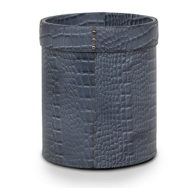 Eden Waste Bin In Genuine Croco Leather Grey - Image 2
