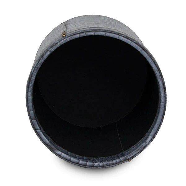 Eden Waste Bin In Genuine Croco Leather Grey - Image 3