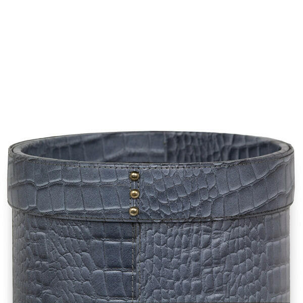Eden Waste Bin In Genuine Croco Leather Grey - Image 4
