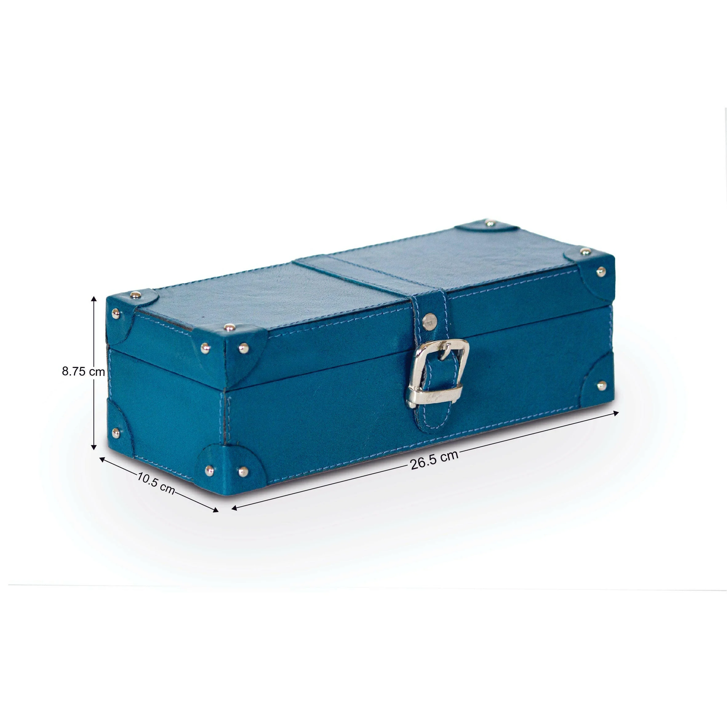 Watch Box of 4 Waxy Leather - Blue - Image 3