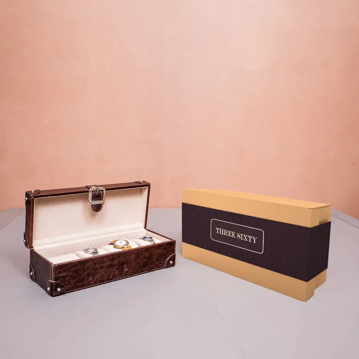 Watch Box of 4 Waxy Leather - Brown - Image 10