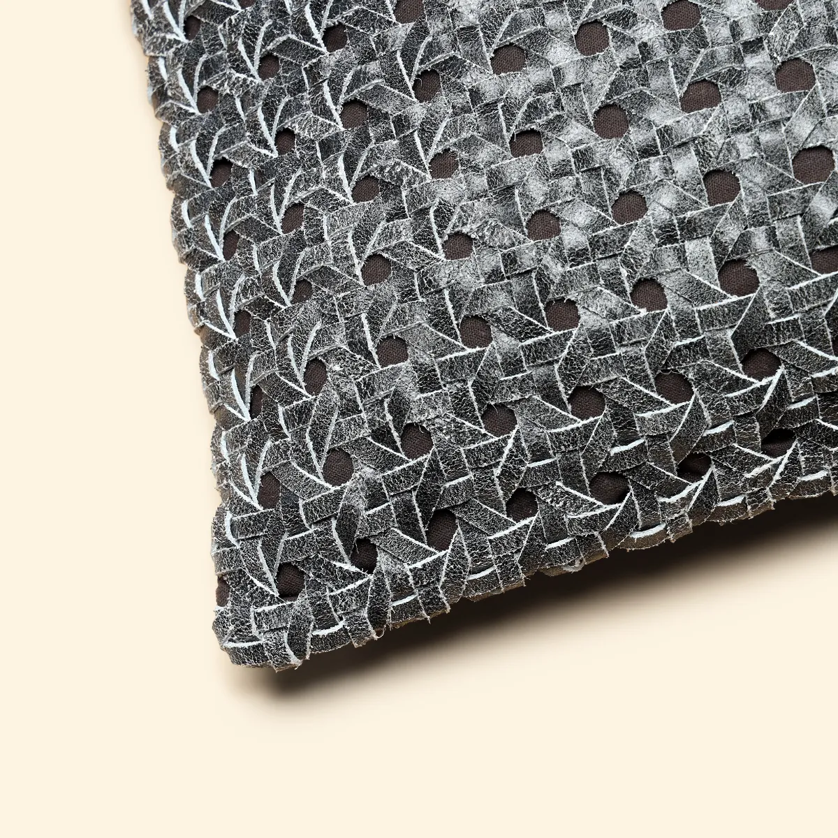 Weave Texture Leather Cushion-Grey - Image 2