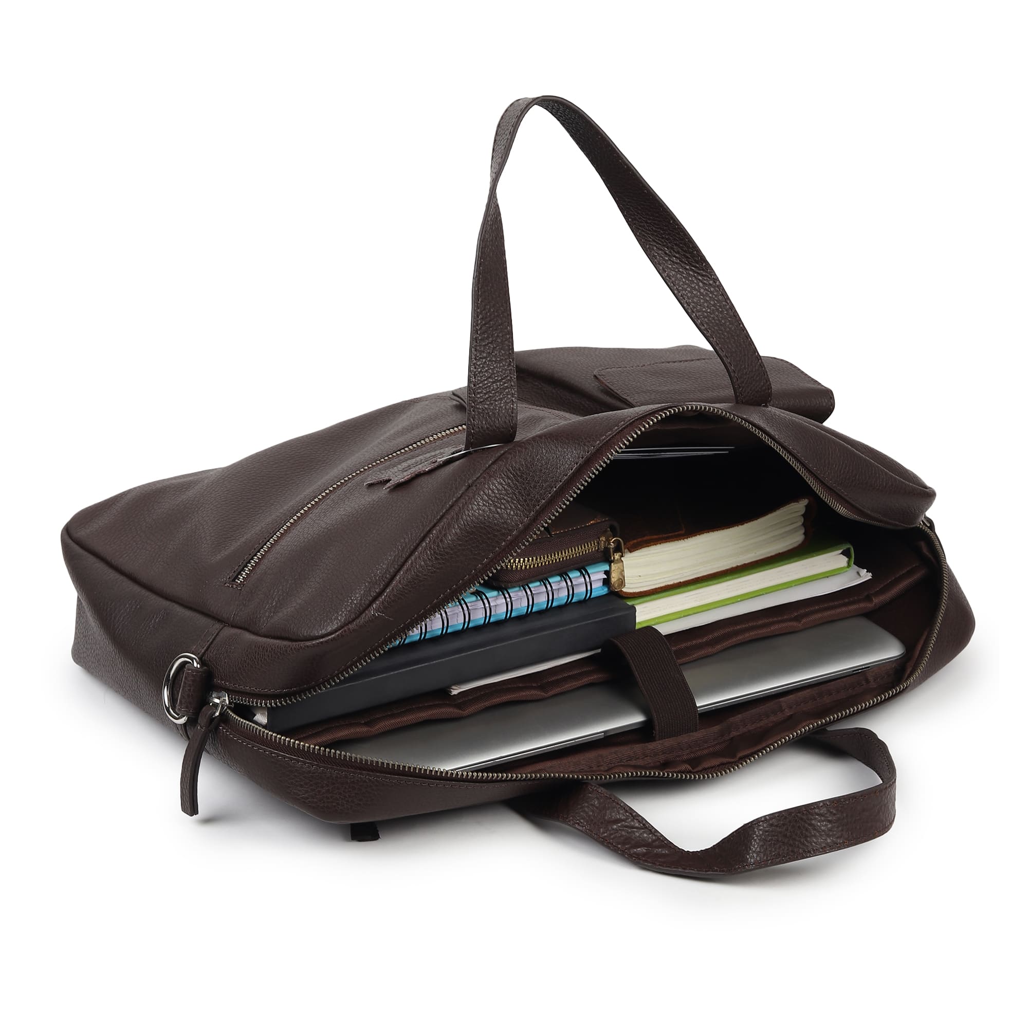 Weston 16 Inch Leather Laptop Bag Brown - Image 3